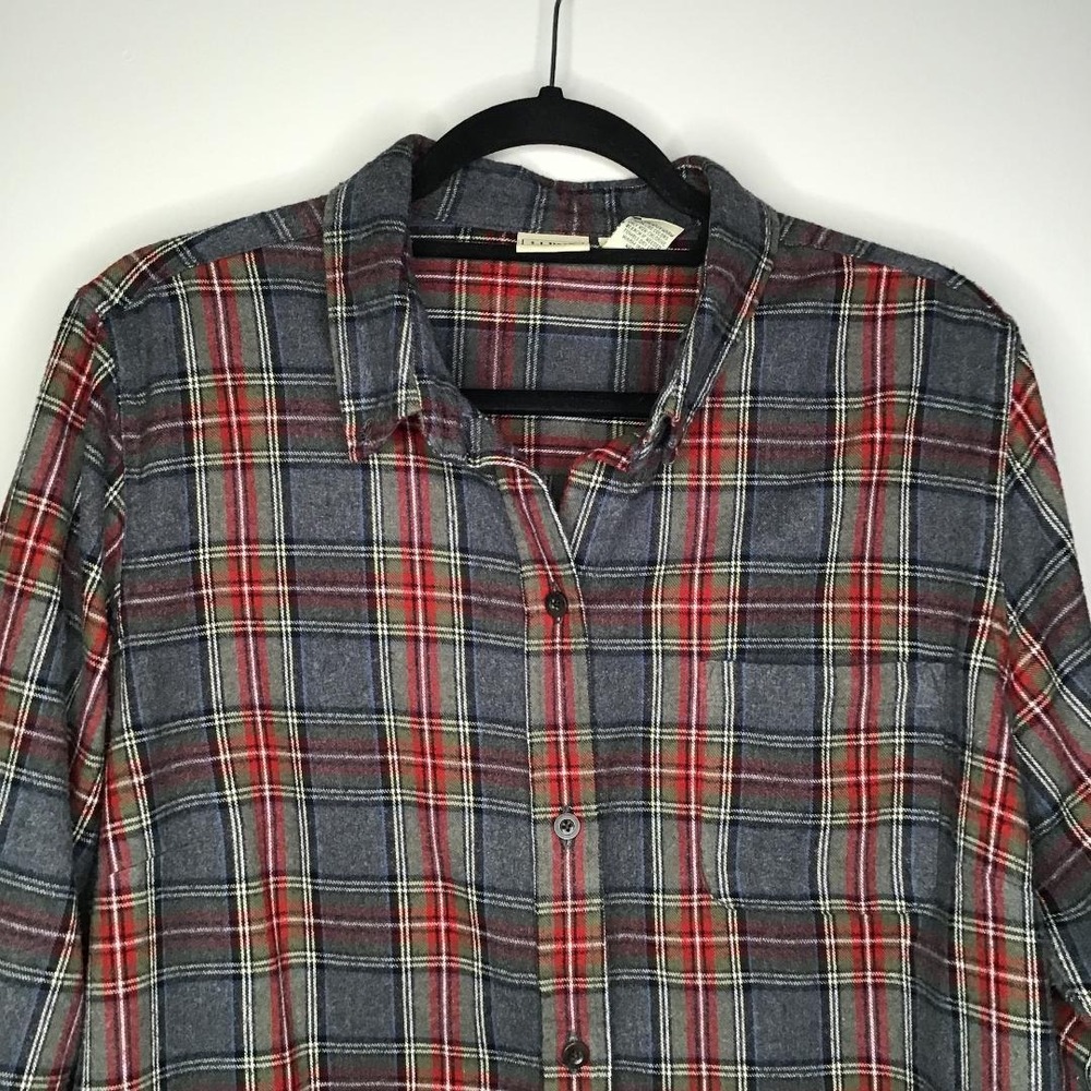 LL Bean Mens‎ 1X Plaid 100% Cotton Flannel Button Down Shirt Super Soft Casual